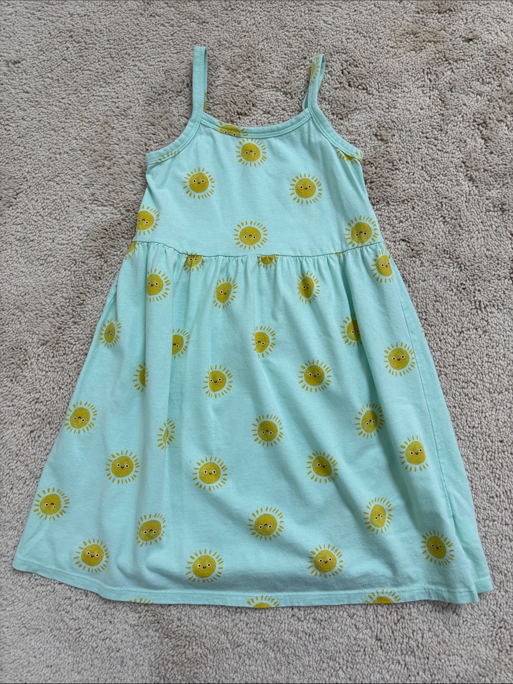 Girls' Sun Print Teal Green Sundress